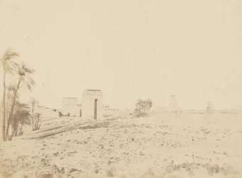 Tempel und Palmen, Ansicht der Ruinen von Karnak